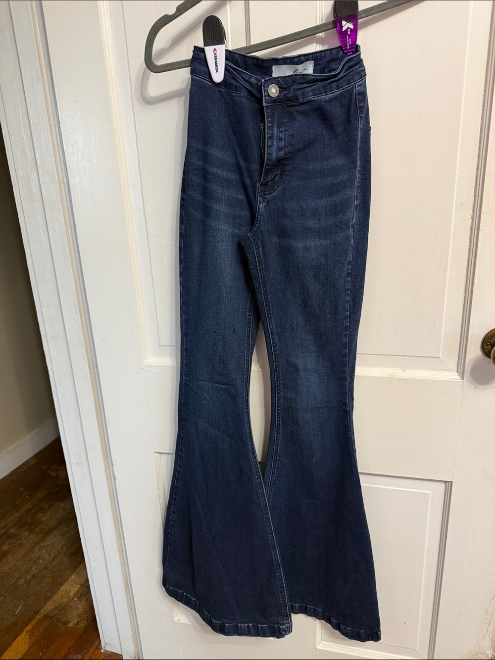 KanCan Dark Indigo Flare Wide-Leg Jeans